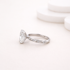 Anillo Solitario de Diamante Cultivado en Laboratorio con Corte Radiante, Banda Trenzada, Oro Blanco/Rosa/Amarillo de 14K, Chapado en Rodio Vintage |   Personalizado de Alta Calidad - Product Image 3