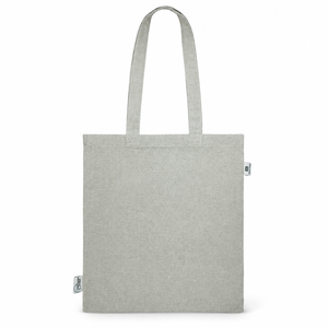 Sac fourre-tout en coton recyclé gris mélangé 140 GSM 38x42 cm avec poignée plate, logo personnalisé, vente en gros, sac de courses réutilisable, fabricant - Product Image 4