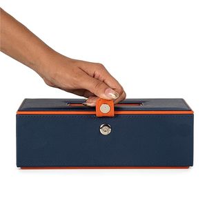 Boîte à mouchoirs en cuir bleu pour voiture, support de boîte à mouchoirs, porte-mouchoirs en papier pour voiture, compatible avec toutes les voitures, boîte à mouchoirs de bureau - Product Image 4