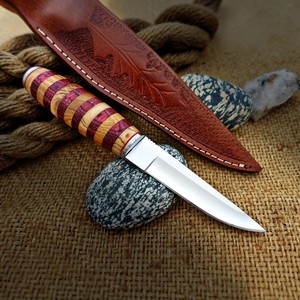 Couteau de chasse à lame fixe en acier carbone fait main de qualité supérieure, manche en bois, étui en cuir, couteau de camping en plein air, OEM/ODM, logo personnalisé DIY - Product Image 1