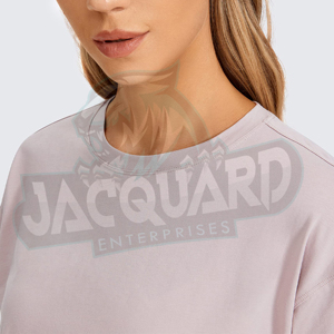 T-shirt court personnalisé pour femme à col rond, vente en gros, manches courtes, tricoté, décontracté, écologique, pour l'été - Product Image 5