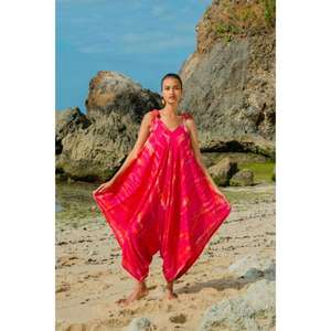 Mono de Rayón Rosa Tie Dye Estilo Boho para Mujer, Holgado, Sin Mangas, para Vacaciones en la Playa - Product Image 1