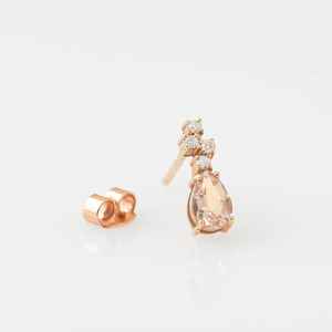 Pendientes de Morganita con Certificado, en Forma de Pera, Color Champán, Joyería de Morganita, Regalo - Product Image 2