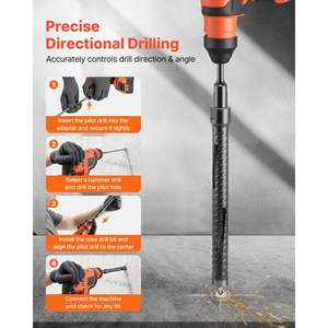 Foret diamanté à sec de 1 pouce de diamètre, profondeur de forage de 9-1/2 pouces, filetage interne 5/8-11, 3 adaptateurs, perceuse pour maçonnerie et béton - Product Image 5