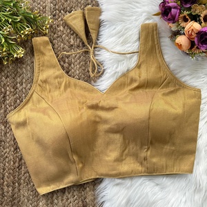 Blouse de mariage moderne et élégante à col en V, brodée, style tissé, pour usage intérieur avec Saree/Lahenga - Product Image 4
