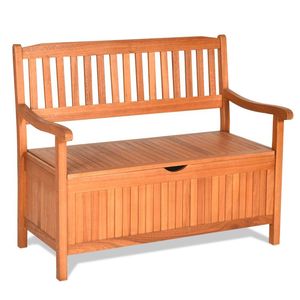 Panca Contenitore in Legno da 33 Galloni con Rivestimento per Patio, Giardino, Portico - Product Image 1