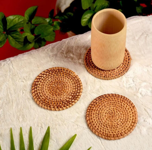 Sous-verres en rotin de qualité supérieure, 100% naturels, durables, réutilisables, décoration de table, épaisseur 6 mm - Product Image 6
