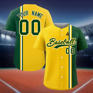 Maillot de baseball personnalisé rose et turquoise pour homme, boutonné, manches courtes, 100 % coton biologique, antibactérien, imprimé sérigraphié sur le devant - Product Image 1