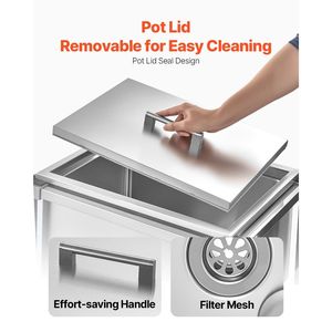 รถเข็นเก็บความเย็นสแตนเลสขนาด 22 นิ้ว x 16 นิ้ว x 38 นิ้ว ความจุ 32.8 ควอร์ต พร้อมล้อเลื่อนสำหรับใช้งานกลางแจ้ง - Product Image 6