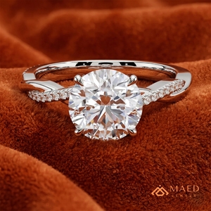 Moissanite <b>Ring</b> Round Cut <b>Silver</b> Elegant Jewelry <b>Ring</b> for Women Twisted <b>Band</b> Design Bridal Engagement Gift Fashion Jewelry Style - Product Image 3