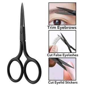 <b>Mini</b> Stainless <b>Black</b> Straight Tip Nose Hair Eyelash Scissors Sharp Blade Manicure Scissors for Facial Hair Removal Beauty Care - Product Image 4