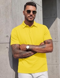Polo de Punto de Manga Corta para Hombre, Color Amarillo Sólido, Talla Grande, Ropa Casual - Product Image 4