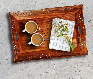 Bandeja de Madera al por Mayor, Bandeja de Madera Ecológica Personalizada para Servir Frutas con Asas para Uso Artesanal - Product Image 4