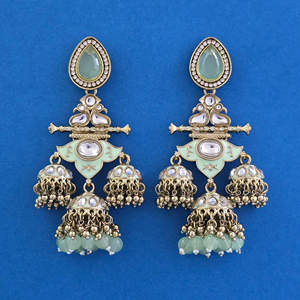 Boucles d'oreilles pendantes Kanhai Jewels en laiton, perles bohèmes, sans nickel ni plomb, placage Mehndi, pour femme, mariage, 15g - Product Image 3