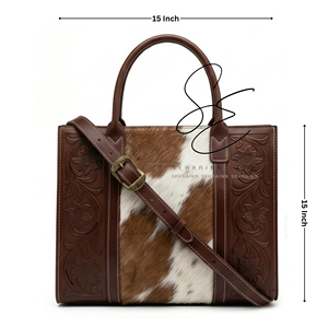 Bolso Tote de Cuero Vacuno Estilo Western SEHRAINN, Bolso Bandolera de Piel con Pelo, Bolso de Vaquera con Grabados para Mujer, Bolso Tote para Oficina y Uso Diario - Product Image 2