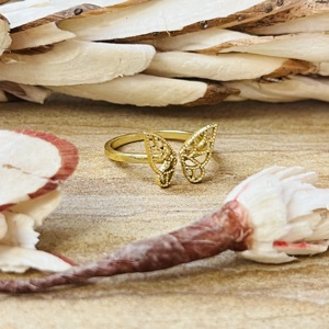 Market Favorite Butterfly Wing <b>Ring</b> Boho Brass <b>Ring</b> For Women 18k Gold Plated Filigree Insect Dainty <b>Open</b> Band <b>Ring</b> Wholesale - Product Image 2