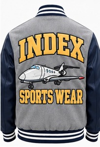 Chaqueta Varsity de PU para Hombre, Estilo Preppy, con Logotipo Bordado y Parches, Cuello Camisero, Corte Regular, para Otoño - Product Image 4
