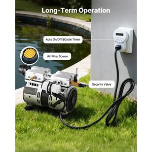 Sistema di Aerazione per Laghetto con Compressore d'Aria da 3/4 HP (5.2CFM), 2 Diffusori, 2 Tubi Pesanti da 100FT, Componenti Principali: Pompa a Ingranaggi - Product Image 6
