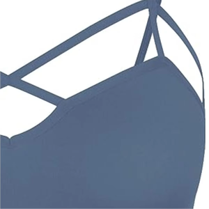 Sujetador deportivo para mujer, top corto azul con tiras, diseño cruzado frontal, ropa deportiva para fitness, proveedor mayorista OEM personalizado - Product Image 5