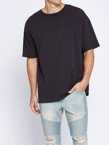 T-shirt pour homme à manches courtes personnalisé haut de gamme, noir uni, 100% coton, respirant, séchage rapide, coupe classique - Product Image 1