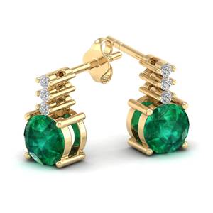 Pendientes de Oro Sólido de 14K con Certificado IGI REYES, con Diamantes y Cierre de Rosca, Corte Redondo, Gema de Esmeralda de 0.72 Quilates - Product Image 6
