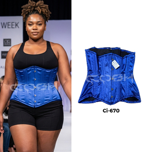 Corsé de satén azul de calidad premium para entrenamiento de cintura y moda - Product Image 5
