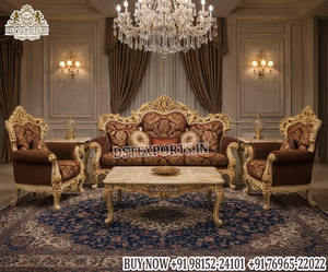 Juego de Muebles de Sala de Estar Estilo Imperial Griego con Acabado Dorado, Juego de Sofás Estilo Turco Blanco y Dorado, Sofá Tallado en Madera Premium del Reino Unido - Product Image 5