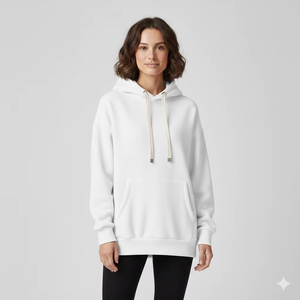 Sudadera con capucha extragrande para mujer, de terciopelo cepillado grueso, fibra de bambú premium, corte largo y relajado, ropa de calle de invierno, logotipo frontal, esencial - Product Image 1