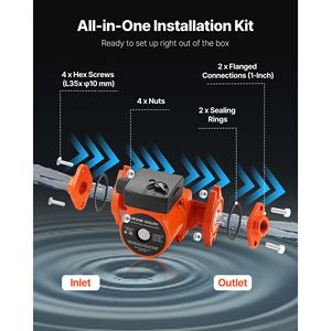 Pompe de recirculation d'eau chaude en fonte F-15-58FC, 17 GPM, CA 120V, avec raccord à bride de 1 pouce de 20 pieds pour pièces de chauffe-eau - Product Image 3