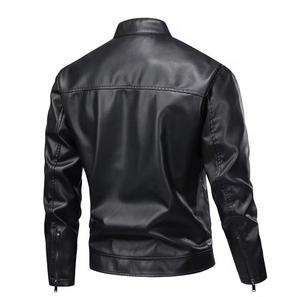 Blazer unisexe en cuir PU, coupe ajustée, col montant, simple boutonnage, imperméable, style urbain, fermetures éclair, doublure satinée, hiver - Product Image 5