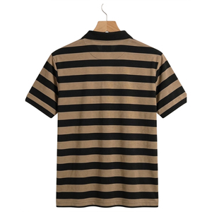 เสื้อโปโลแขนสั้นผู้ชายขายส่ง ลายทาง ปกเสื้อแบบหลวม ระบายอากาศได้ดี เสื้อยืดครึ่งแขน รับสกรีนโลโก้ คุณภาพสูง - Product Image 3