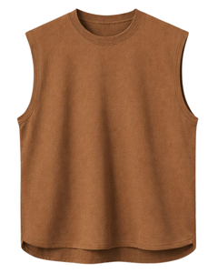 Custom <b>Brown</b> Sleeveless Tank <b>Top</b> Men Casual Gym <b>Vest</b> Breathable Cotton Summer Shirt Athletic Loose Fit Sportswear Training <b>Top</b> - Product Image 1