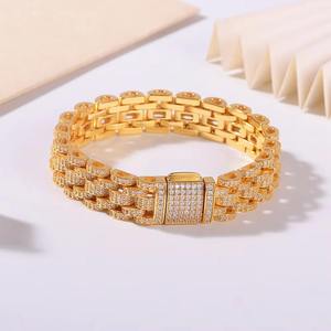 Round Brilliant Moissanite Link <b>Bracelet</b> 925 Sterling <b>Silver</b> GRA Certified Gold Plated Unisex Hip Hop Party Fine Jewelry - Product Image 2
