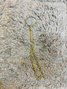 Collier pendentif loupe vintage en laiton, style religieux et nautique, chaîne à maillons avec perle, idéal pour fêtes, mariages et occasions spéciales - Product Image 4