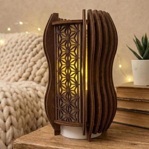 Linterna Cilíndrica de Madera Más Vendida con Patrón Geométrico, Decoración Ecológica para el Hogar - Product Image 2