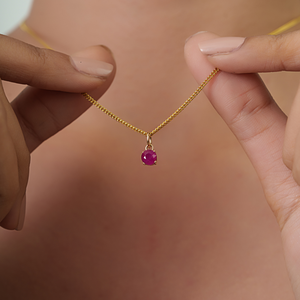 Pendentif en rubis rond brillant de 5 mm de haute qualité, pierre unique, bijou minimaliste et délicat pour filles, fournisseur, or jaune 14 carats - Product Image 2