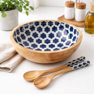 Classic Lightweight Wooden Enamel Bowl <b>Spoon</b> Set for Presents - Product Image 1