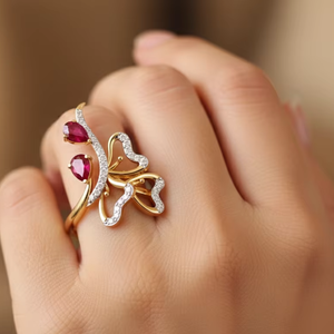 แหวนผีเสื้อทองคำหรูหราประดับเพชรธรรมชาติ รับรองโดย IGI สำหรับผู้หญิง - เครื่องประดับชั้นดี ของขวัญสำหรับงานหมั้น งานแต่งงาน และวันครบรอบ - Product Image 5