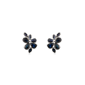 Best Selling Women's Solid <b>Silver</b> Natural Pear & Marquise Cut Blue Sapphire Floral <b>Stud</b> Earrings Fine Handmade Jewelry - Product Image 1