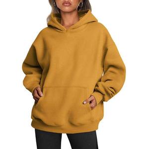 Sweat-shirt à capuche surdimensionné personnalisé pour femme, couleur unie, manches longues, en molleton de coton, avec poches, respirant, pour l'hiver - Product Image 1