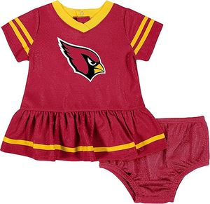 Conjunto de Vestido Jersey para Bebé Niña de los Arizona Cardinals, Rojo y Amarillo, Diseño Bordado de la Mascota, Material de Poliéster - Product Image 1