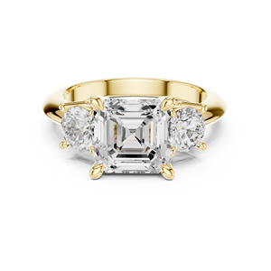 แหวนหมั้นเพชรทรง Asscher และทรงกลม ดีไซน์หรูหรา ทองคำ 14K สีเหลือง ได้รับการรับรองจาก GRA สำหรับงานแต่งงาน - Product Image 1