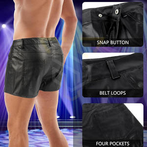 Pantalones Cortos de Cuero para Hombre, Hechos a Medida, Estilo Urbano, Cómodos y Transpirables, con Cierre de Cremallera, Cintura Elástica Media, Color Sólido, Nuevo en Pakistán - Product Image 5