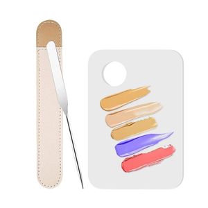 Ergonomic Curved Stainless Steel Cosmetic Spatula Set Dual Piece <b>Foundation</b> Mixing Tool Professional Makeup Blending Instruments - Product Image 6