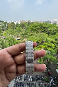 Montre automatique Moissanite entièrement sertie de pierres pour homme, bracelet en or blanc, montre en acier inoxydable style Hip Hop, cadeau pour rappeurs et amis - Product Image 2