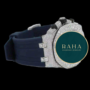 RAHA Diamond Jewelry <b>Watch</b> <b>Men's</b> 42mm Case Analog Quartz Movement Sapphire Crystal Dial Stainless Steel Band Luxury Style - Product Image 4