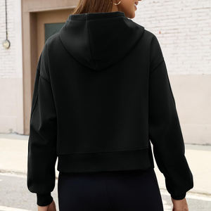 Sudadera con capucha Y2K personalizada para mujer, con cremallera, costuras en contraste, corte holgado, top corto tipo waffle, suéter de punto y sudaderas con capucha para mujer - Product Image 2