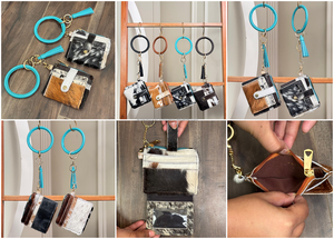 Nuevo diseño, logotipo personalizado, tarjetero de piel de vaca auténtica, monedero delgado de lujo para mujer, monedero con llavero de pulsera redondo - Product Image 3