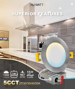 Lot de 12 downlights LED RGBCW de 6 pouces, lumière de plafond encastrée à température de couleur réglable, lampe de nuit moderne - Product Image 3