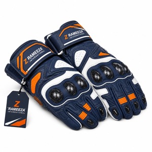 Gants de moto en cuir imperméables et coupe-vent avec cordon de serrage réglable, protection UV, pour usage extérieur, à doigts complets, pour motards et courses - Product Image 4